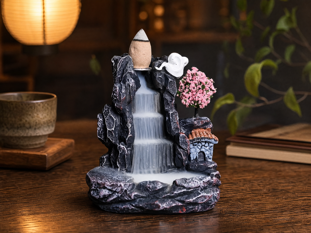 Ember Falls incense burner on a wooden desk